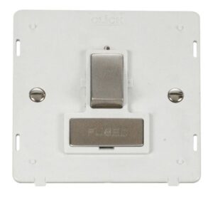 Click Definity Ingot 13A Fused Switched Connection Unit Insert White / Stainless Steel