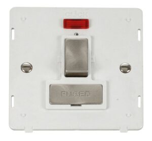 Click Definity Ingot 13A Fused Sw. Conn. Unit Insert & Neon White / Br. Stainless