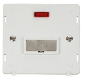 Click Definity Ingot 13A Fused Conn. Unit Insert & Neon White / Brushed Stainless