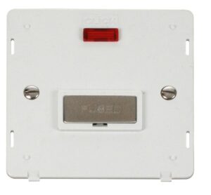 Click Definity Ingot 13A Fused Conn. Unit Insert & Neon White / Stainless Steel