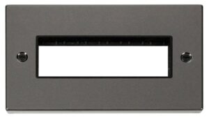 Click Deco 2 Gang Plate 6 In-Line Aperture Black