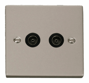Click Deco Twin Coaxial Socket Outlet Black