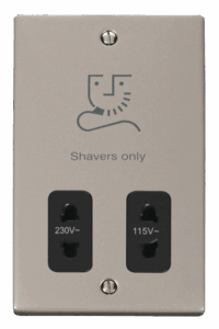 Click Deco Dual Voltage Shaver Socket Outlet 115/230V Black