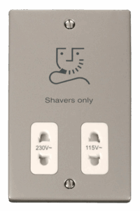 Click Deco Dual Voltage Shaver Socket Outlet 115/230V White
