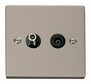 Click Deco 1 Gang Satellite & Isolated Coaxial Socket Outlet Black