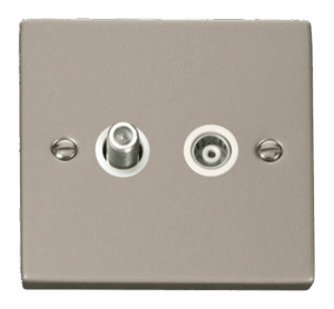 Click Deco 1 Gang Satellite & Isolated Coaxial Socket Outlet White