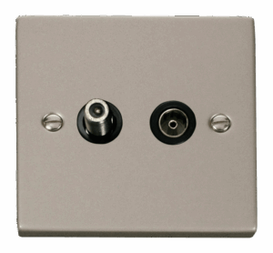 Click Deco 1 Gang Satellite & Coaxial Socket Outlet Black