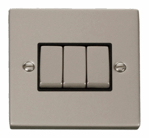 Click Deco 3 Gang 2 Way Ingot 10Ax Switch Black