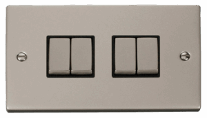 Click Deco 4 Gang 2 Way Ingot 10Ax Switch Black