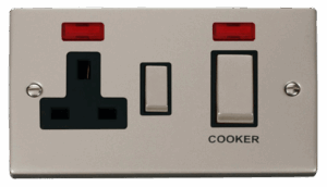 Click Deco Ingot 45A Dp Switch 13A Switched Socket & Neons (2) Black