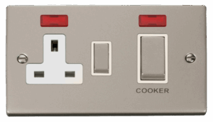 Click Deco Ingot 45A Dp Switch 13A Switched Socket & Neons (2) White