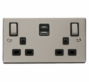 Click Deco 2G 13A Switch Skt 4.2A A&C Usb Ingot Vppn Bk