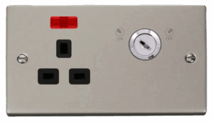 Click Deco 13A 1G Dp Lockable Skt W Neon Deco Pn Bk