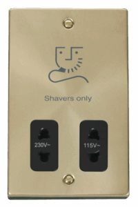 Click Deco Dual Voltage Shaver Socket Outlet 115/230V Black