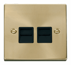 Click Deco Twin Telephone Socket Outlet Master Black