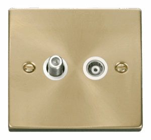 Click Deco 1 Gang Satellite & Isolated Coaxial Socket Outlet White