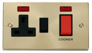 Click Deco 45A Dp Switch 13A Switched Socket & Neons (2) Black