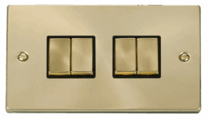 Click Deco 4 Gang 2 Way Ingot 10Ax Switch Black