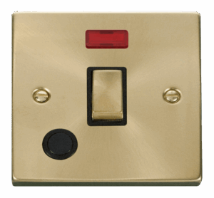 Click Deco 20A 1 Gang Dp Ingot Switch With Flex Outlet And Neon Black