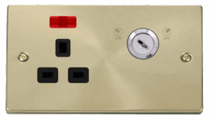 Click Deco 13A 1G Dp Lockable Skt W Neon Deco Sb Bk