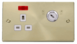 Click Deco 13A 1G Dp Lockable Skt W Neon Deco Sb Wh