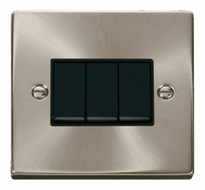 Click Deco 3 Gang 2 Way 10Ax Switch Black