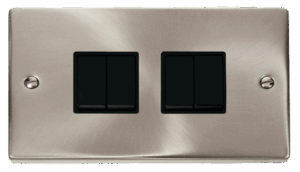 Click Deco 4 Gang 2 Way 10Ax Switch Black