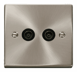 Click Deco Twin Coaxial Socket Outlet Black