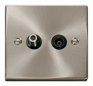 Click Deco 1 Gang Satellite & Isolated Coaxial Socket Outlet Black