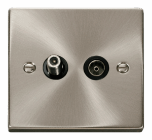 Click Deco 1 Gang Satellite & Coaxial Socket Outlet Black