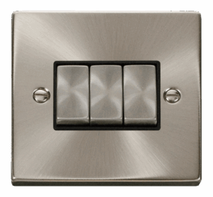 Click Deco 3 Gang 2 Way Ingot 10Ax Switch Black