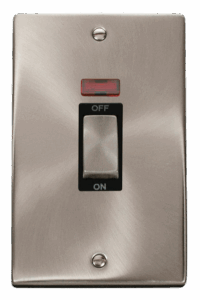 Click Deco Ingot 2 Gang 45A Dp Switch With Neon Black