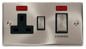 Click Deco Ingot 45A Dp Switch 13A Switched Socket & Neons (2) Black