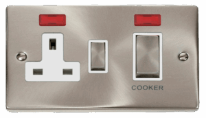 Click Deco Ingot 45A Dp Switch 13A Switched Socket & Neons (2) White