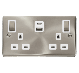 Click Deco 2G 13A Switch Skt 4.2A A&C Usb Ingot Vpsc Wh