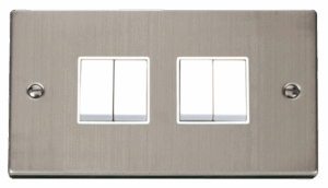 Click Deco 4 Gang 2 Way 10Ax Switch White