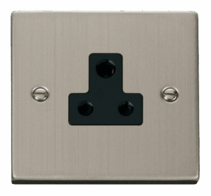 Click Deco 5A Round Pin Socket Outlet Black