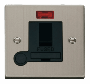 Click Deco 13A Fused Switched Connection Unit With Flex Outlet & Neon Black