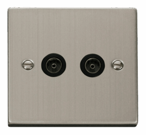 Click Deco Twin Coaxial Socket Outlet Black