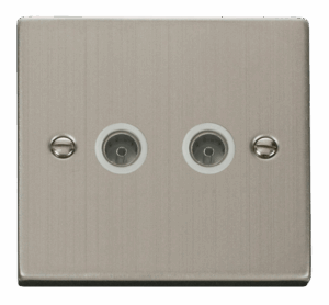 Click Deco Twin Coaxial Socket Outlet White