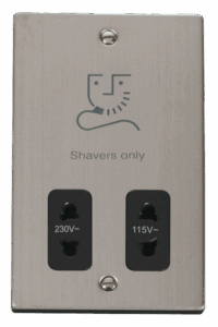 Click Deco Dual Voltage Shaver Socket Outlet 115/230V Black