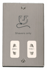 Click Deco Dual Voltage Shaver Socket Outlet 115/230V White