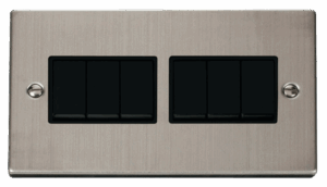 Click Deco 6 Gang 2 Way 10Ax Switch Black
