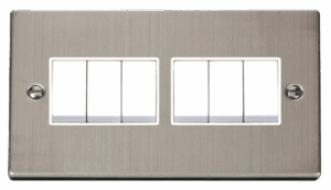 Click Deco 6 Gang 2 Way 10Ax Switch White