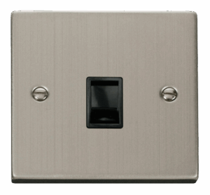 Click Deco Single Rj11 Socket (Ireland/Usa) Black