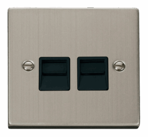 Click Deco Twin Telephone Socket Outlet Master Black