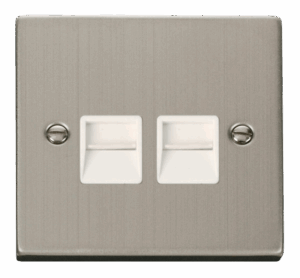 Click Deco Twin Telephone Socket Outlet Master White