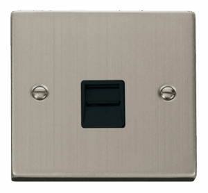 Click Deco Single Telephone Socket Outlet Secondary Black