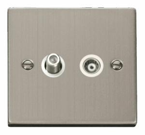 Click Deco 1 Gang Satellite & Isolated Coaxial Socket Outlet White