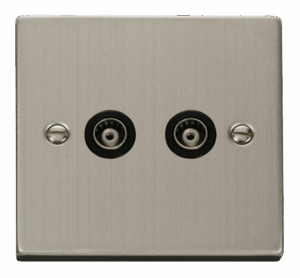 Click Deco Twin Isolated Coaxial Socket Outlet Black
